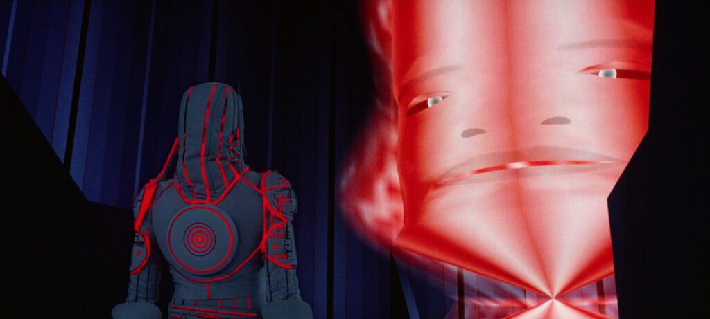 Image from the movie "Tron", featuring the "MCP" character, which in this context, stands for "Master Control Program"
